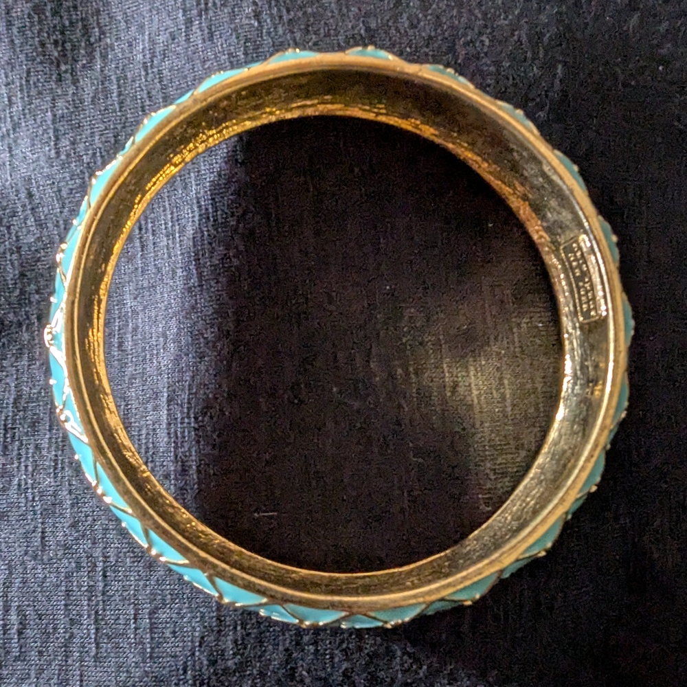 Kate Spade Cape Cod Mariner Blue Bangle Bracelet Gold Tone 8' - Picture 5 of 5